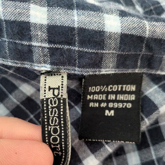 Y2K Plaid Button Top M Blue Bella Shirt Classic Preppy Twilightcore 2010s Roll - Picture 8 of 9